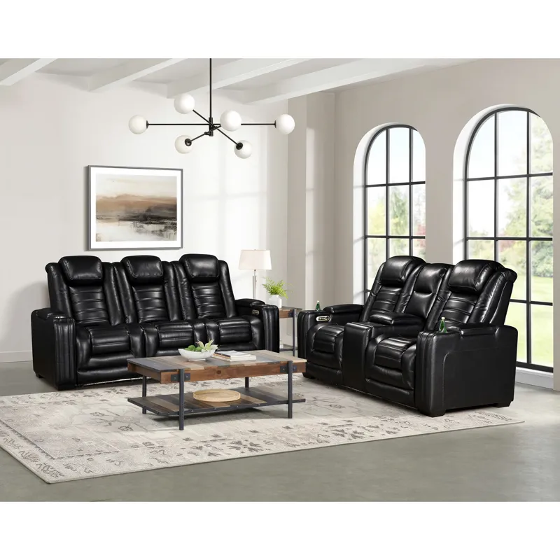 Commander Power Motion Loveseat with Power Headrest, LED Console, wireless charger and power foldout