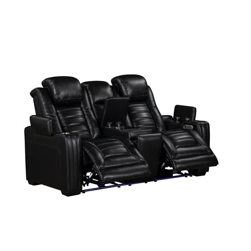 Commander Power Motion Loveseat with Power Headrest, LED Console, wireless charger and power foldout