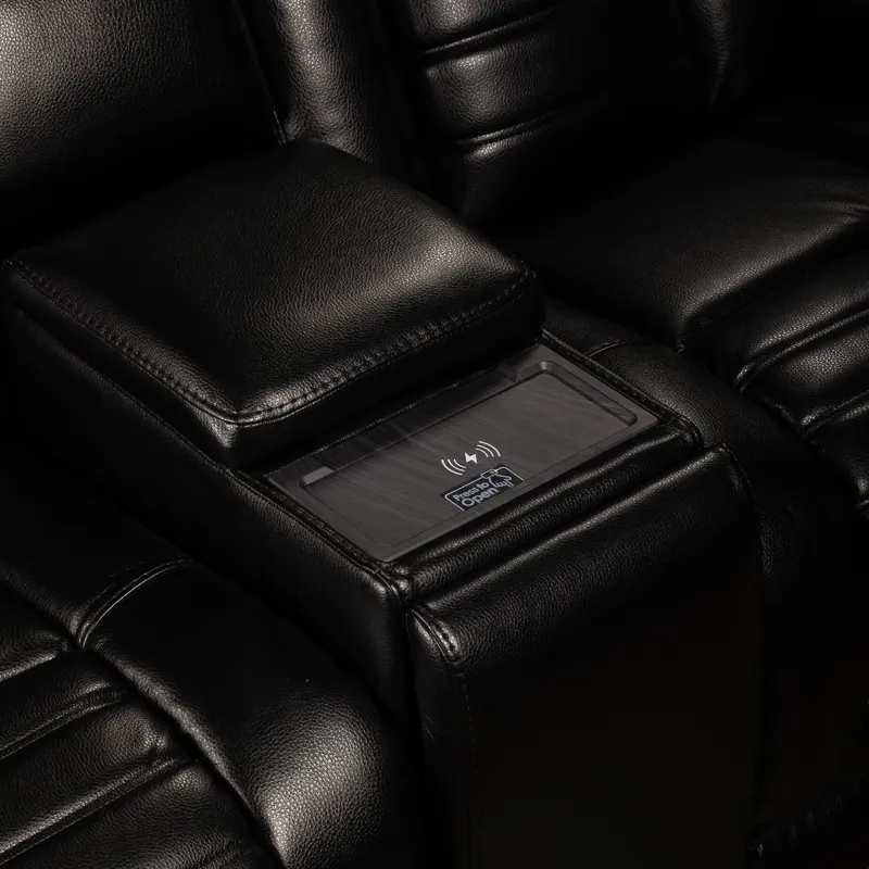 Commander Power Motion Loveseat with Power Headrest, LED Console, wireless charger and power foldout