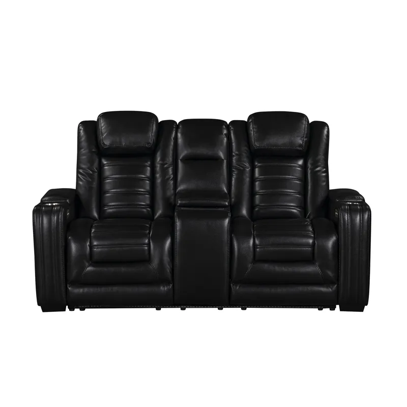 Commander Power Motion Loveseat with Power Headrest, LED Console, wireless charger and power foldout