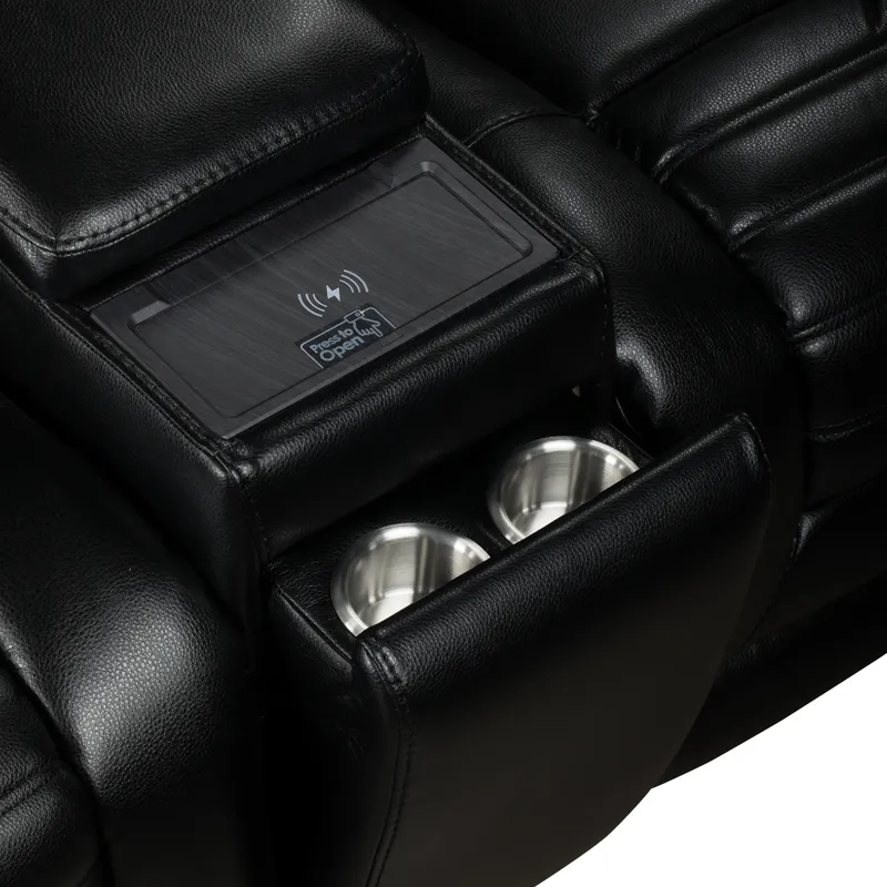 Commander Power Motion Loveseat with Power Headrest, LED Console, wireless charger and power foldout