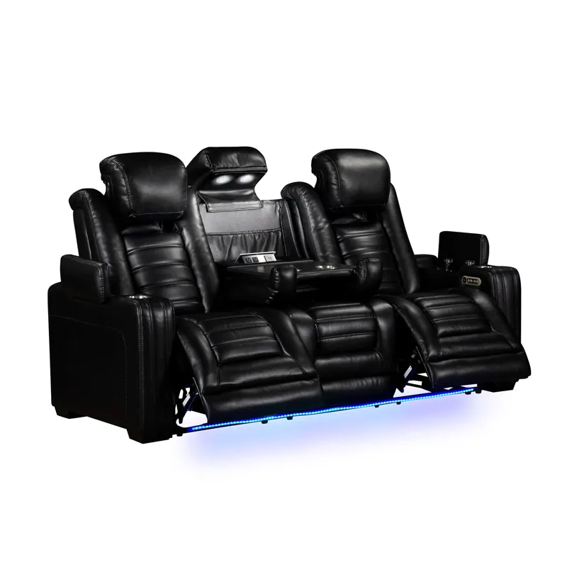 Commander Power Motion Sofa with Power Headrest, LED, DDT, reading light and PWS in Pebble Black