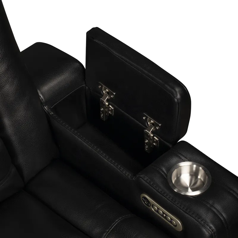 Commander Power Motion Loveseat with Power Headrest, LED Console, wireless charger and power foldout