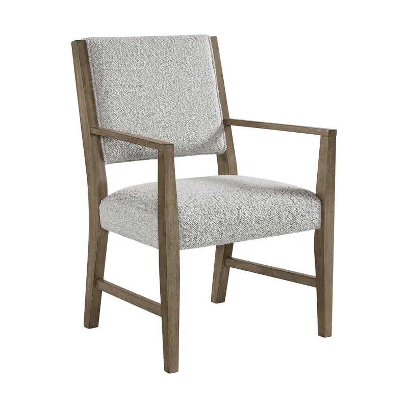 Conner Dining Arm Chair with Light Grey Boucle Fabric in Oak (2 Per Carton)