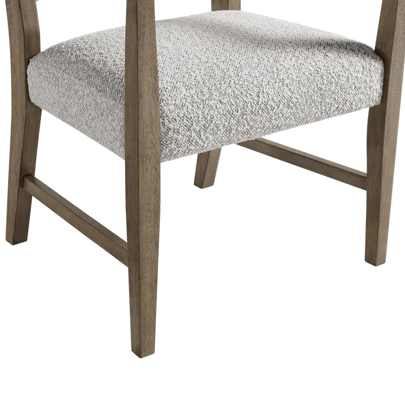 Conner Dining Arm Chair with Light Grey Boucle Fabric in Oak (2 Per Carton)