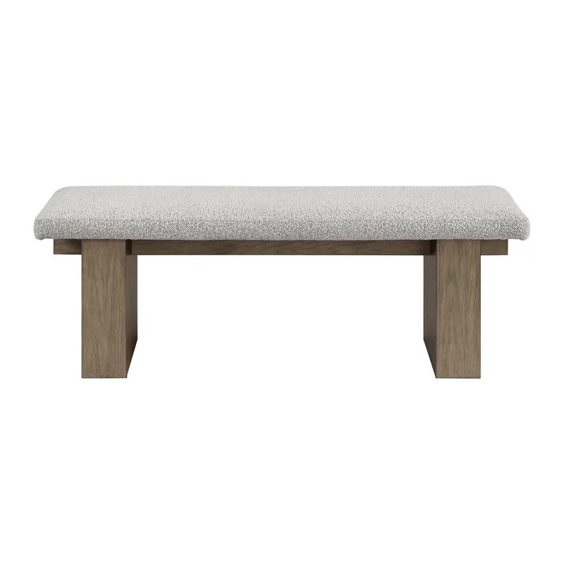 Conner Dining Bench with Light Grey Boucle Fabric in Oak