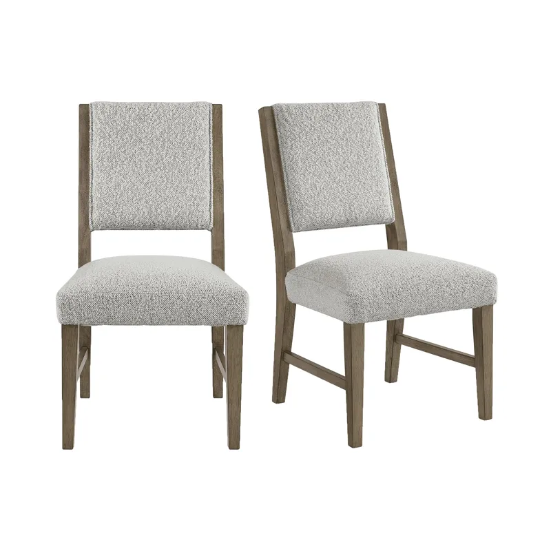 Conner Dining Side Chair with Light Grey Boucle Fabric in Oak (2 Per Carton)