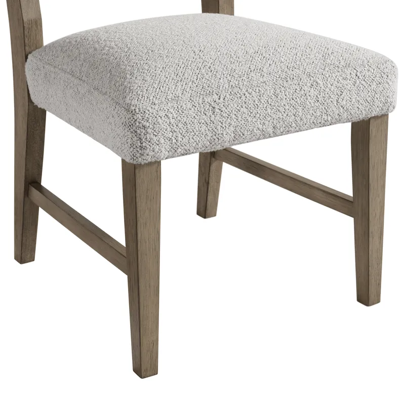 Conner Dining Side Chair with Light Grey Boucle Fabric in Oak (2 Per Carton)