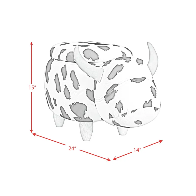 Animal Stools Cow Storage Stool in White and Black