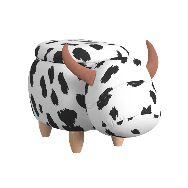 Animal Stools Cow Storage Stool in White and Black