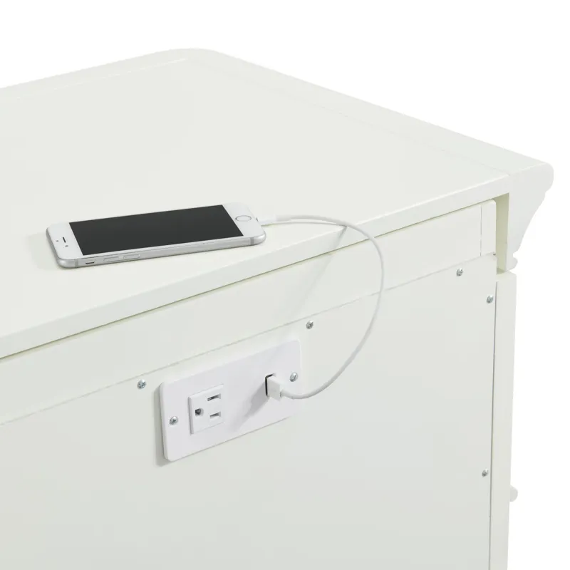 Coy Side Table W/Power Port USB in White