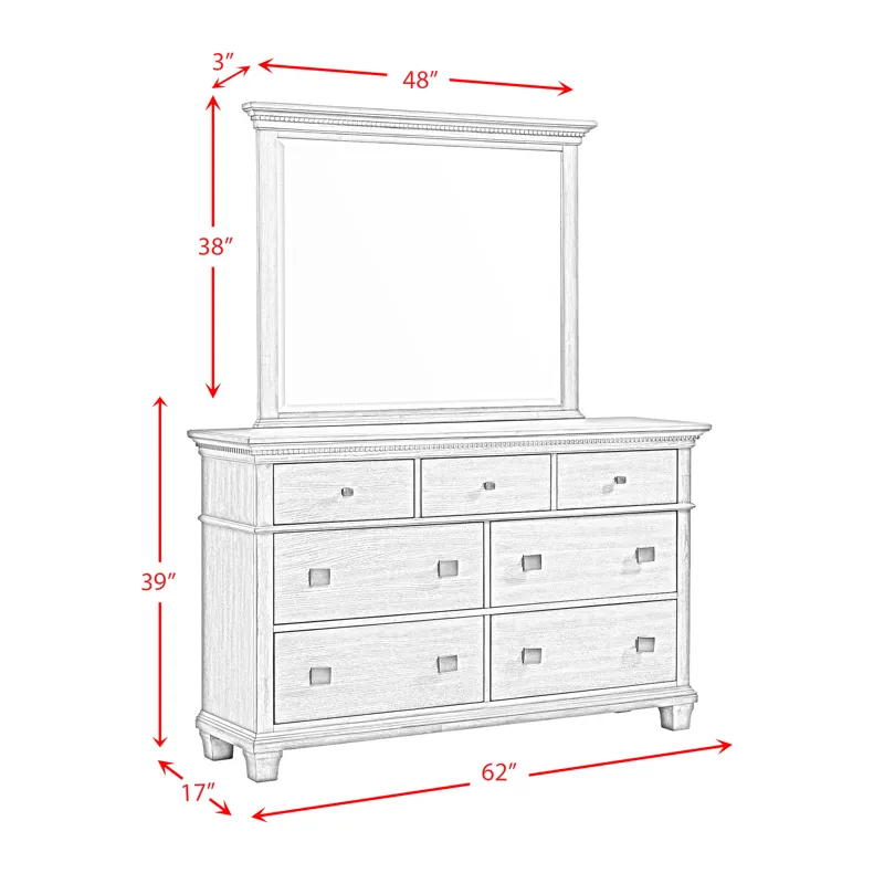 Crawford Dresser & Mirror Set Grey