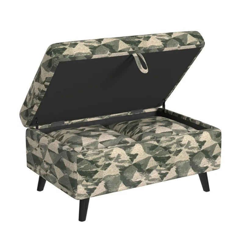 Decatur Storage Ottoman in JW Teal W/2 Pillows 20\"