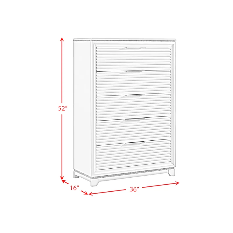 Denmark 5-Drawer Chest in White