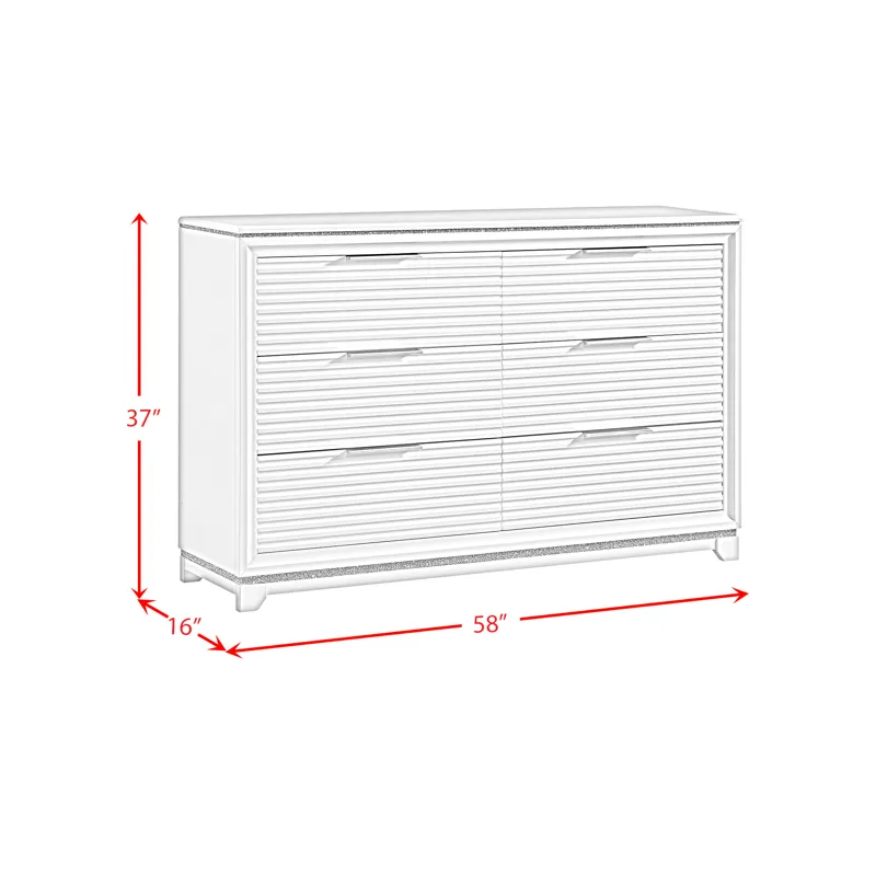 Denmark 6-Drawer Dresser in White