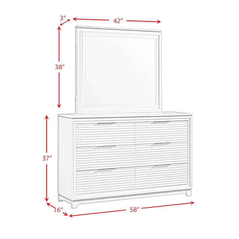 Denmark Dresser and Mirror Set in White