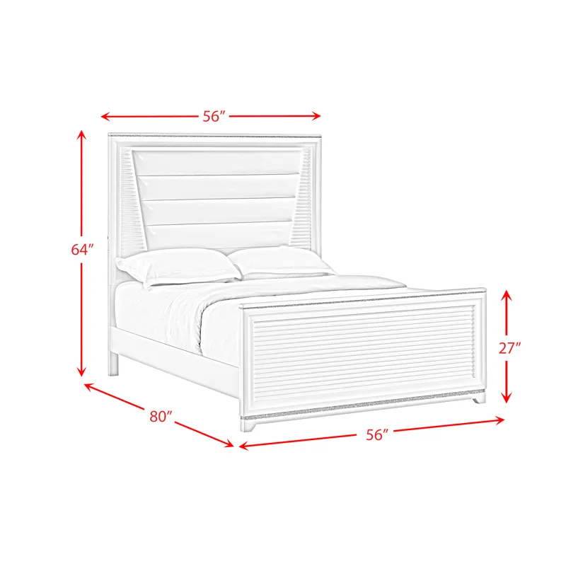 Denmark Full UPH Bed with Lights in White