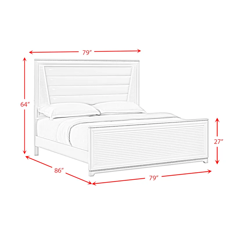 Denmark King UPH Bed with Lights in White