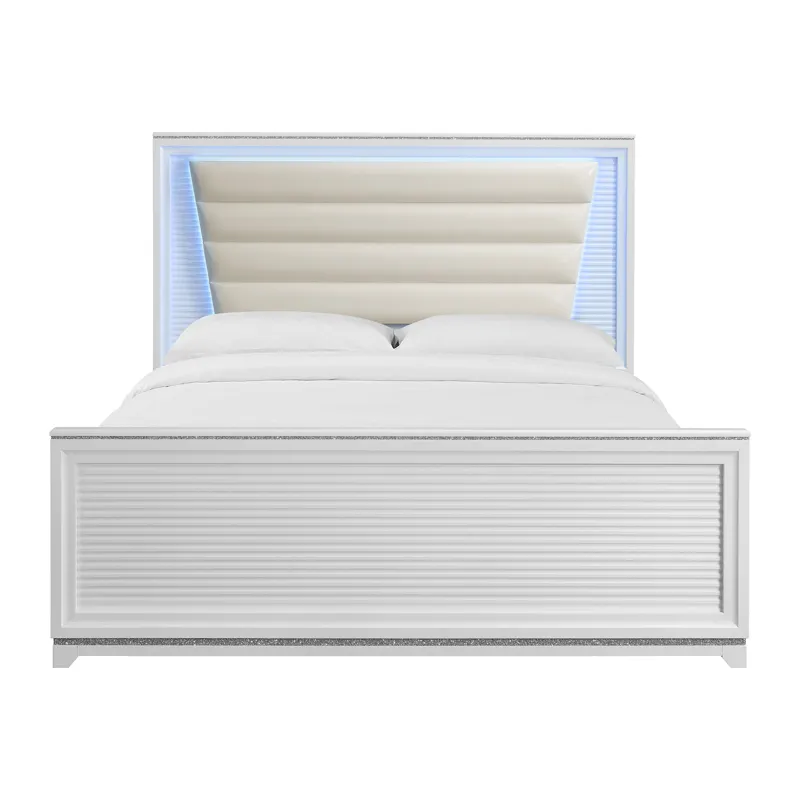 Denmark King UPH Bed with Lights in White