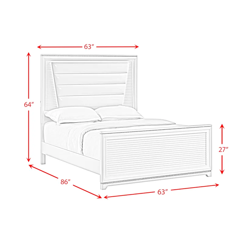 Denmark Queen UPH Bed with Lights in White