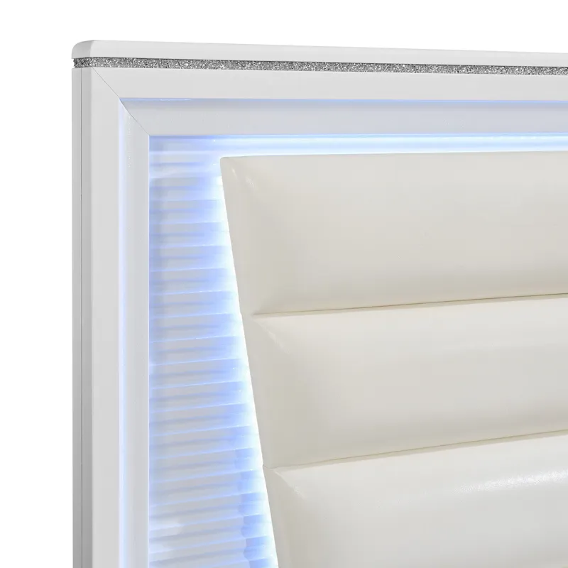 Denmark Full UPH Bed with Lights in White
