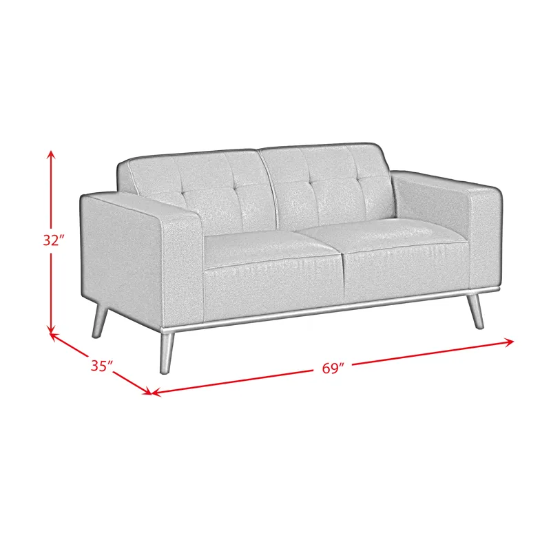 Destiny Loveseat with Wood Front in Pebble Brown