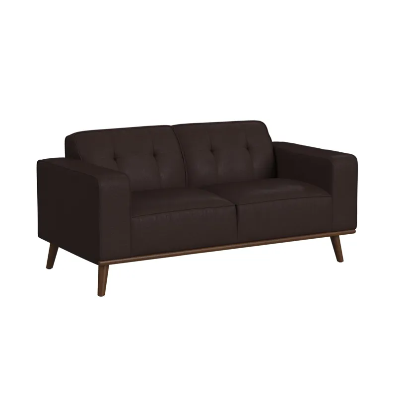 Destiny Loveseat with Wood Front in Pebble Brown