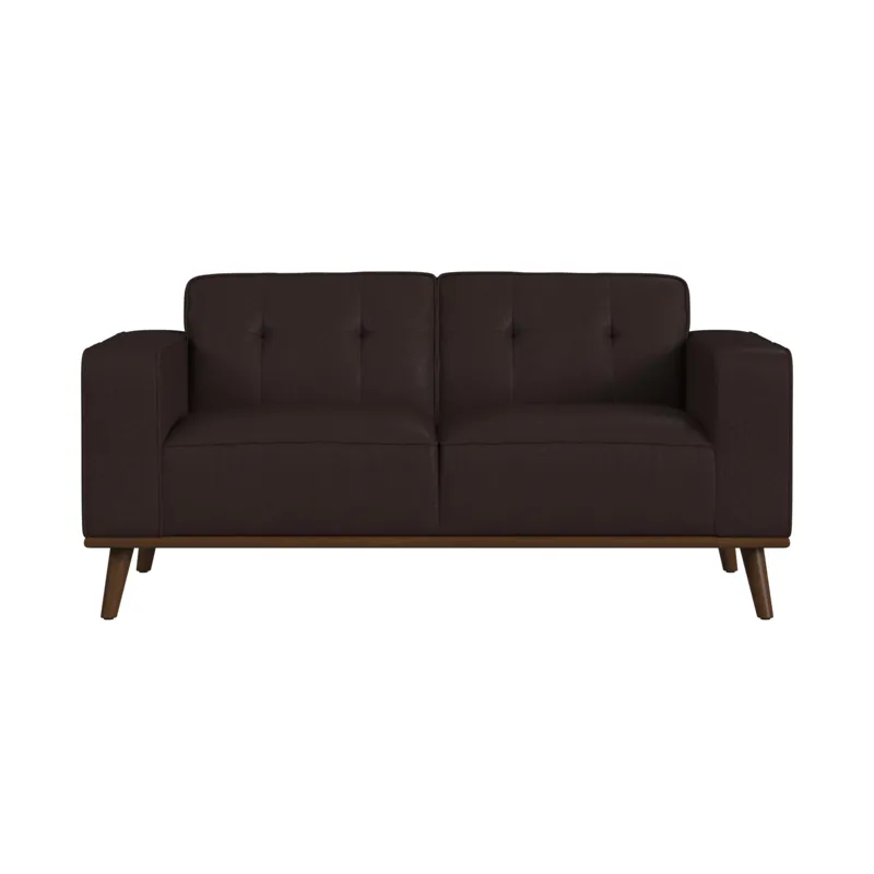 Destiny Loveseat with Wood Front in Pebble Brown