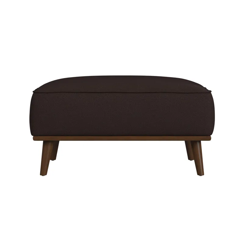 Destiny Ottoman with Wood Base in Pebble Brown