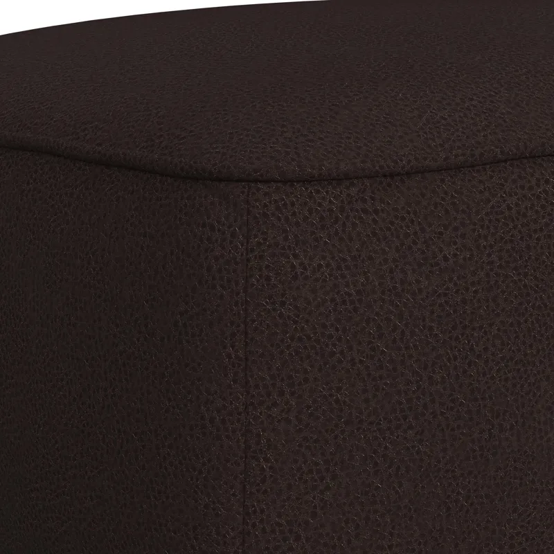 Destiny Ottoman with Wood Base in Pebble Brown