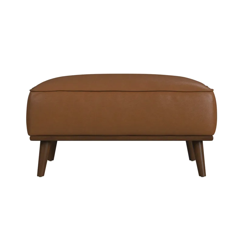 Destiny Ottoman with Wood Base in Pebble Tan
