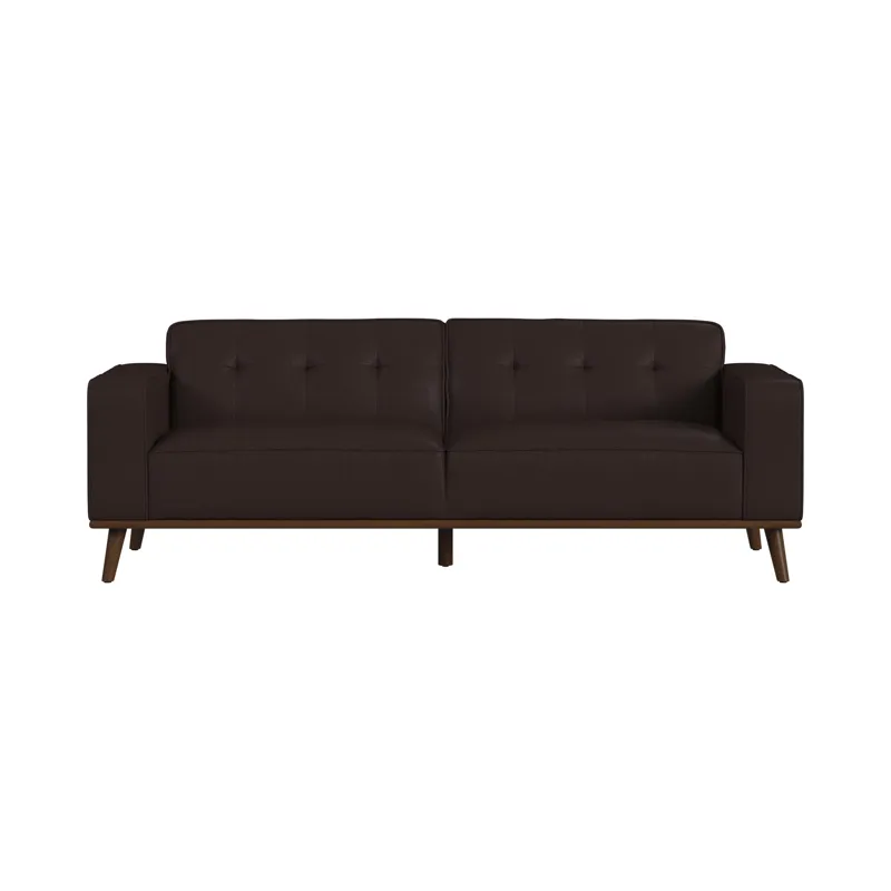 Destiny Sofa with Wood Front in Pebble Brown