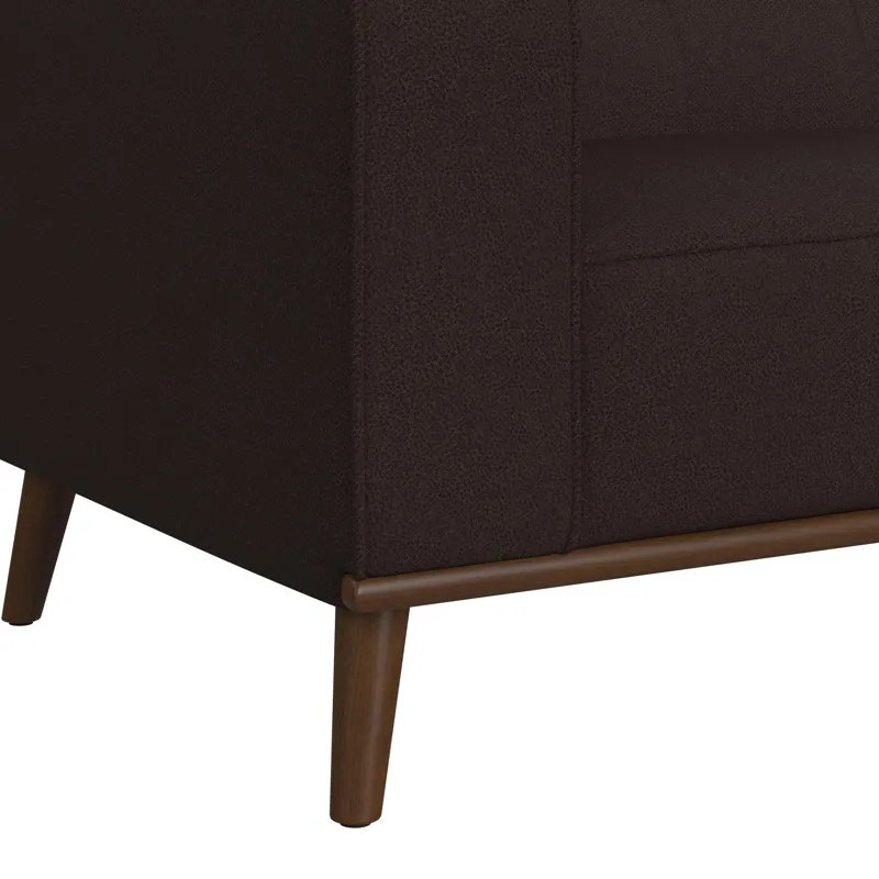 Destiny Sofa with Wood Front in Pebble Brown