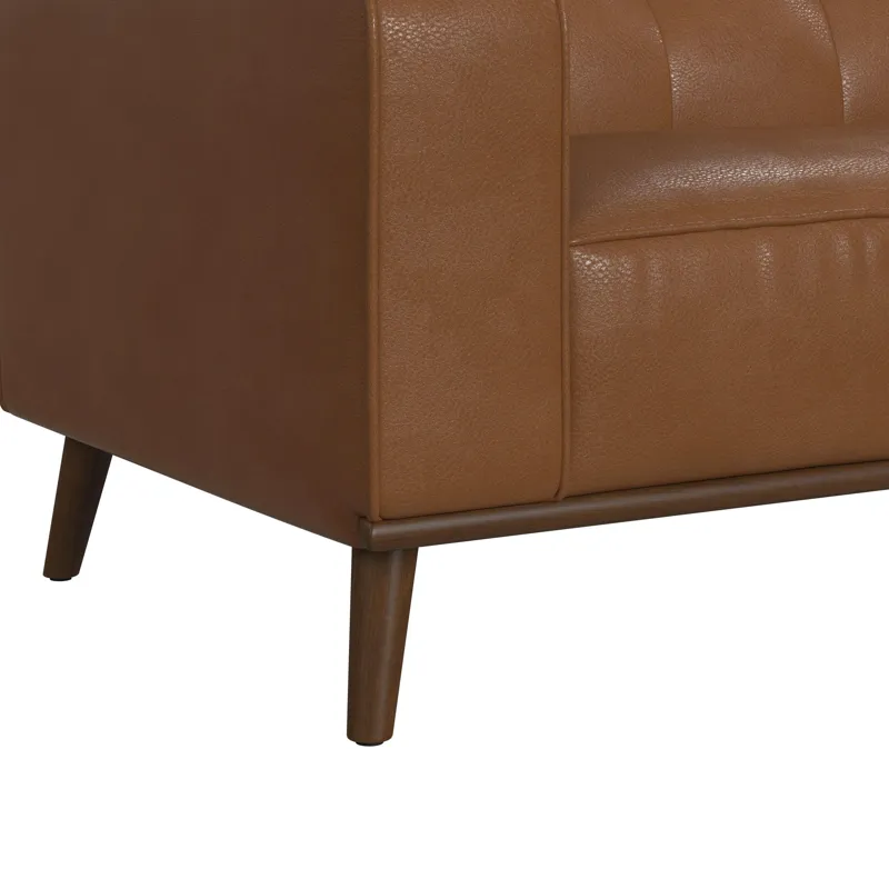 Destiny Sofa with Wood Front in Pebble Tan