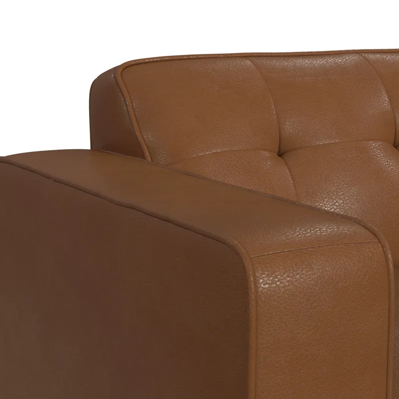 Destiny Sofa with Wood Front in Pebble Tan