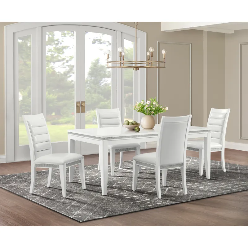 Diedra Rectangular Dining Table with 18\" Leaf in White
