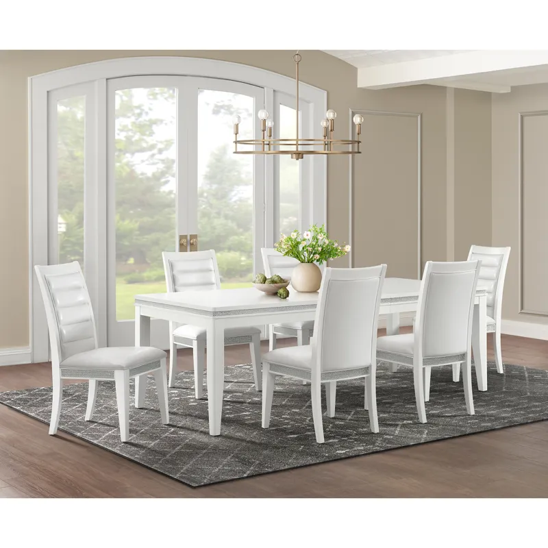 Diedra Rectangular Dining Table with 18\" Leaf in White