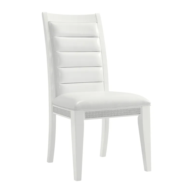 Diedra Dining Side Chair with White Fabric in White (2 Per Carton)