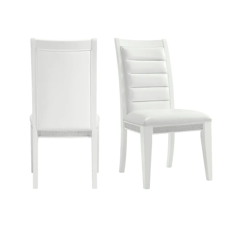 Diedra Dining Side Chair with White Fabric in White (2 Per Carton)