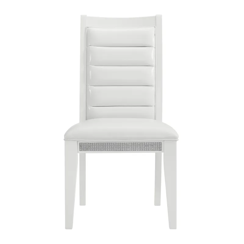 Diedra Dining Side Chair with White Fabric in White (2 Per Carton)