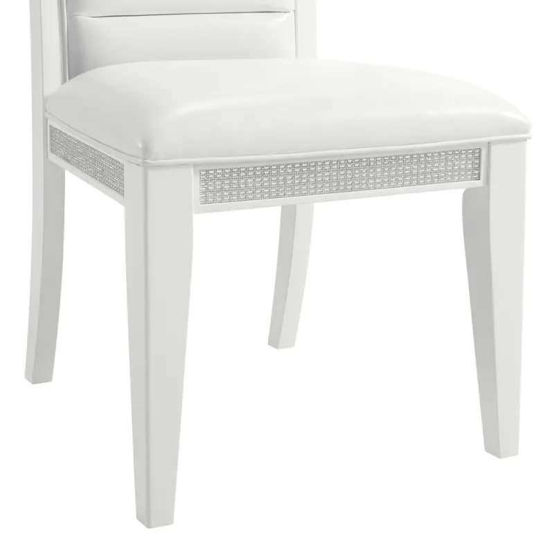 Diedra Dining Side Chair with White Fabric in White (2 Per Carton)