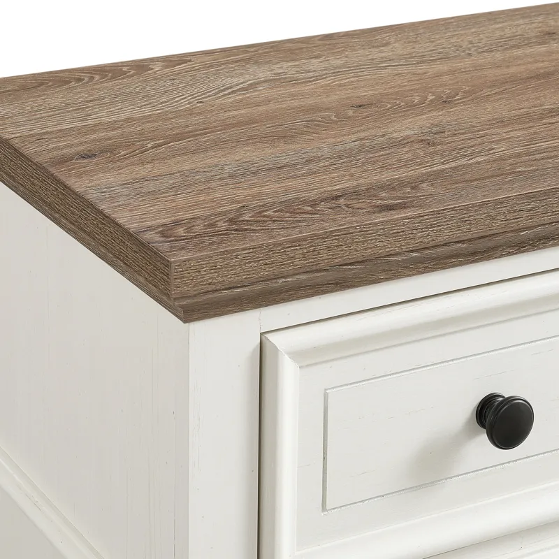 Eastwood Youth Dresser and Mirror Set in Brown and Off-White