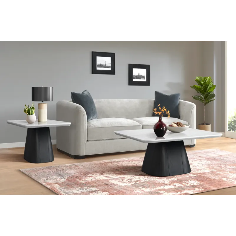 Edison End Table in White and Black