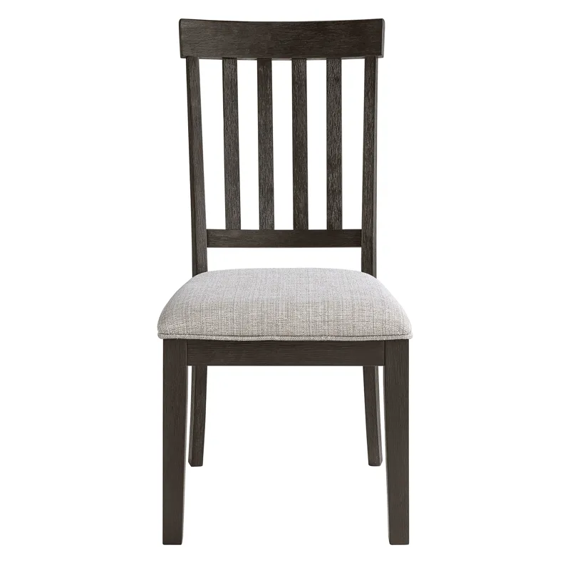 Broyhill Harley Dining Side Chair with Grey Fabric in Black