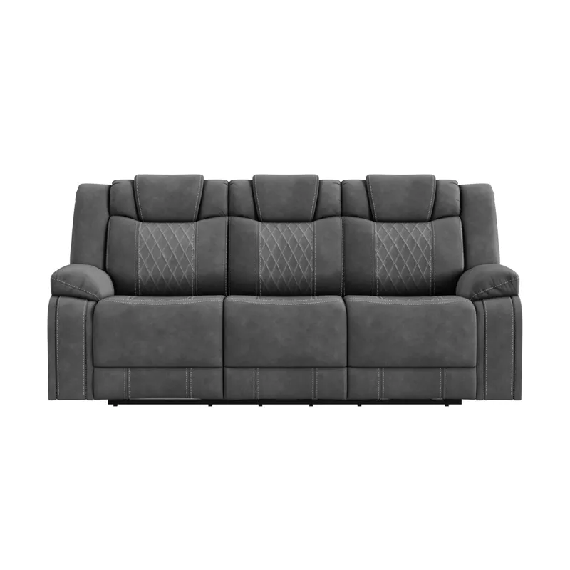 Elantra Power Motion Sofa in Pyxis PU Grey with Self Welts