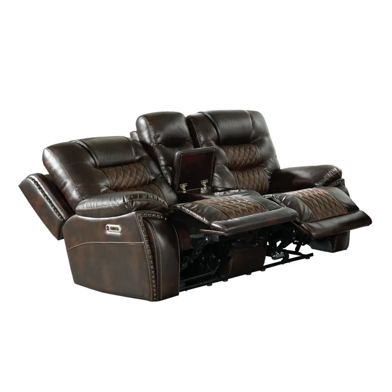 El Camino Power Motion Loveseat with Power Headrest, Console in Marietta Brown