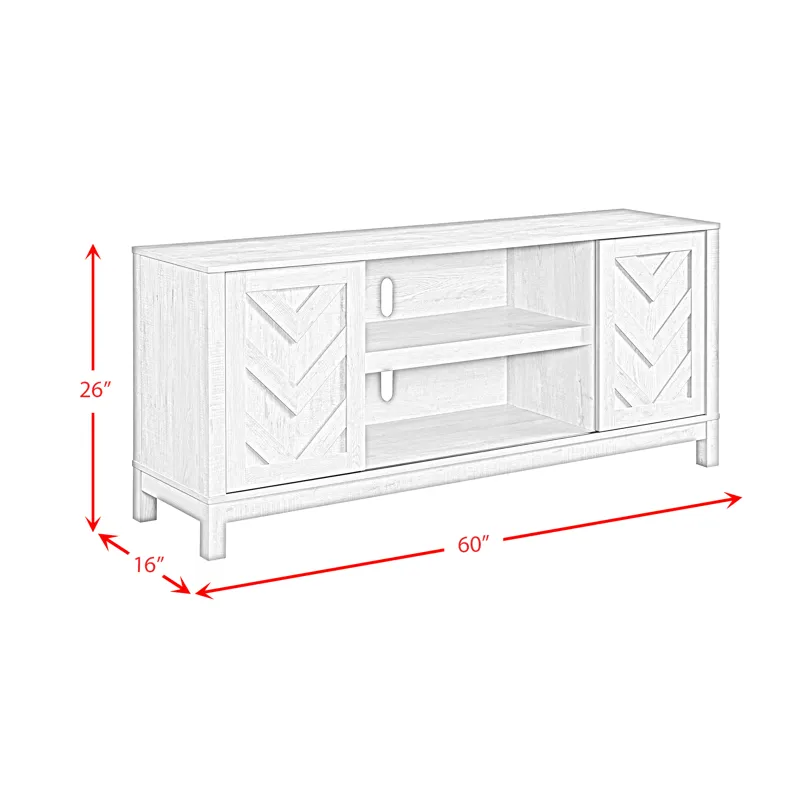 Eleanor 60\" TV Stand with Sliding Door in White