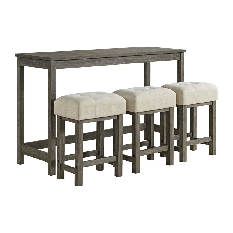 Eleanor Bar Table Single Pack (1 Tables + 3 Stools) in Mocha Grey