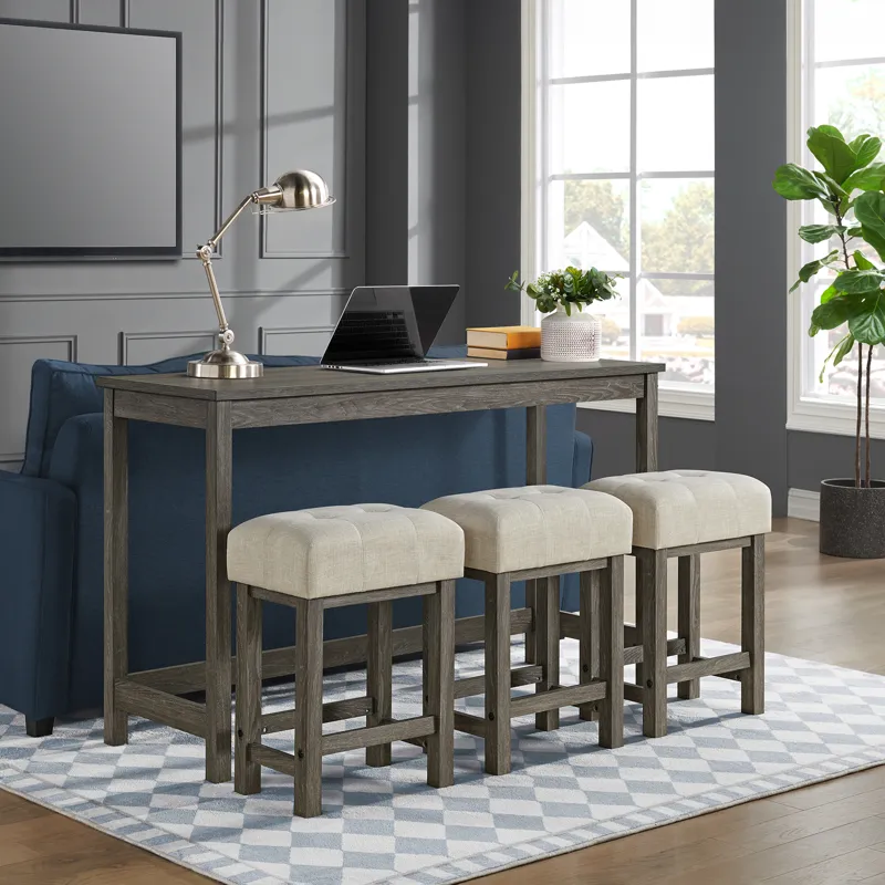 Eleanor Bar Table Single Pack (1 Tables + 3 Stools) in Mocha Grey