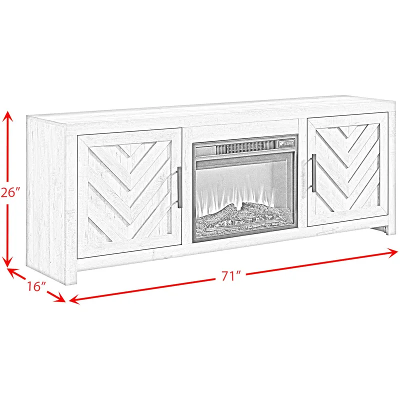 Eleanor KIT - 71" TV Console with Fireplace Insert in White